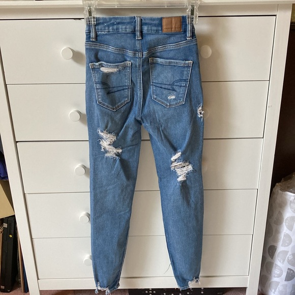 🦅 AMERICAN EAGLE SIZE 000 NEXT LEVEL STRETCH CURVY HI-RISE DISTRESSED JEGGINGS - Picture 3 of 15